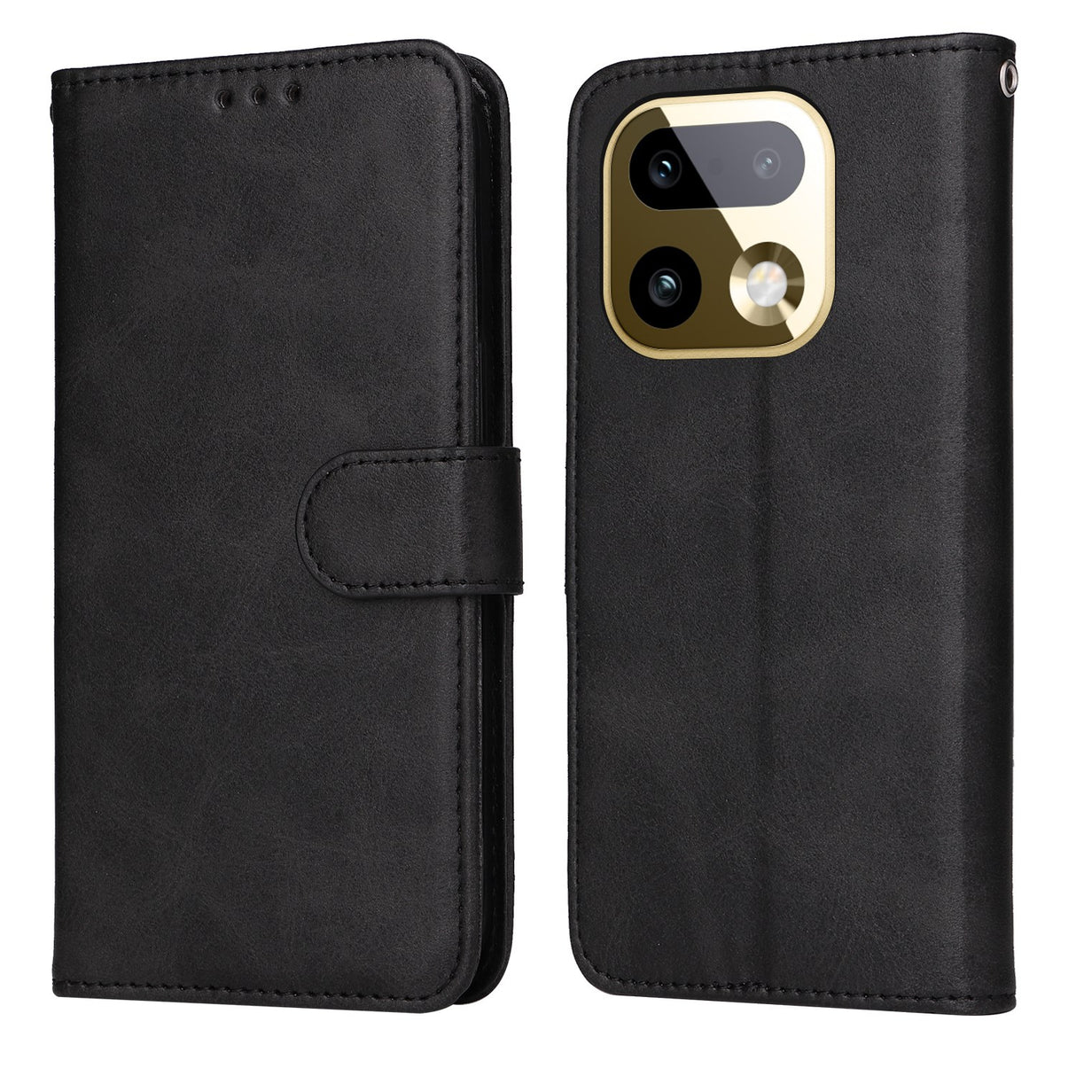 Realme 16 Pro+ EIDERWOOD Kunstskinn Flip Deksel m. Stropp - Svart