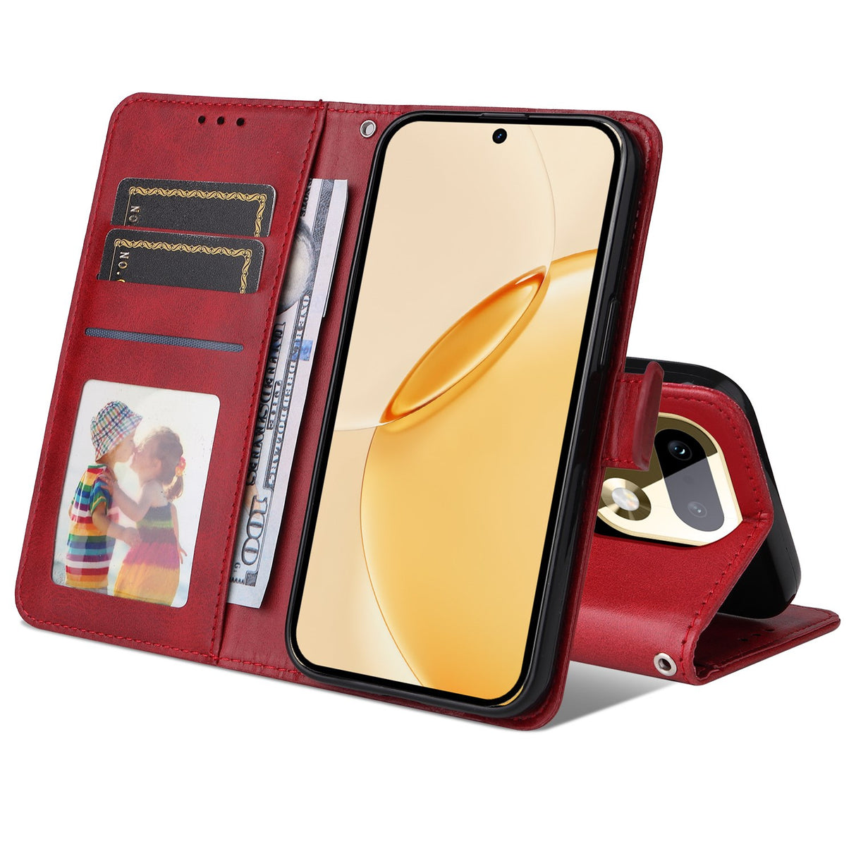 Realme 16 Pro+ EIDERWOOD Kunstskinn Flip Deksel m. Stropp - Rød