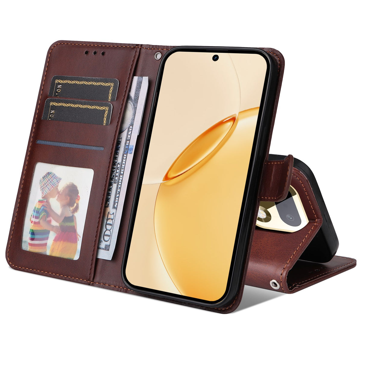 Realme 16 Pro+ EIDERWOOD Kunstskinn Flip Deksel m. Stropp - Brun
