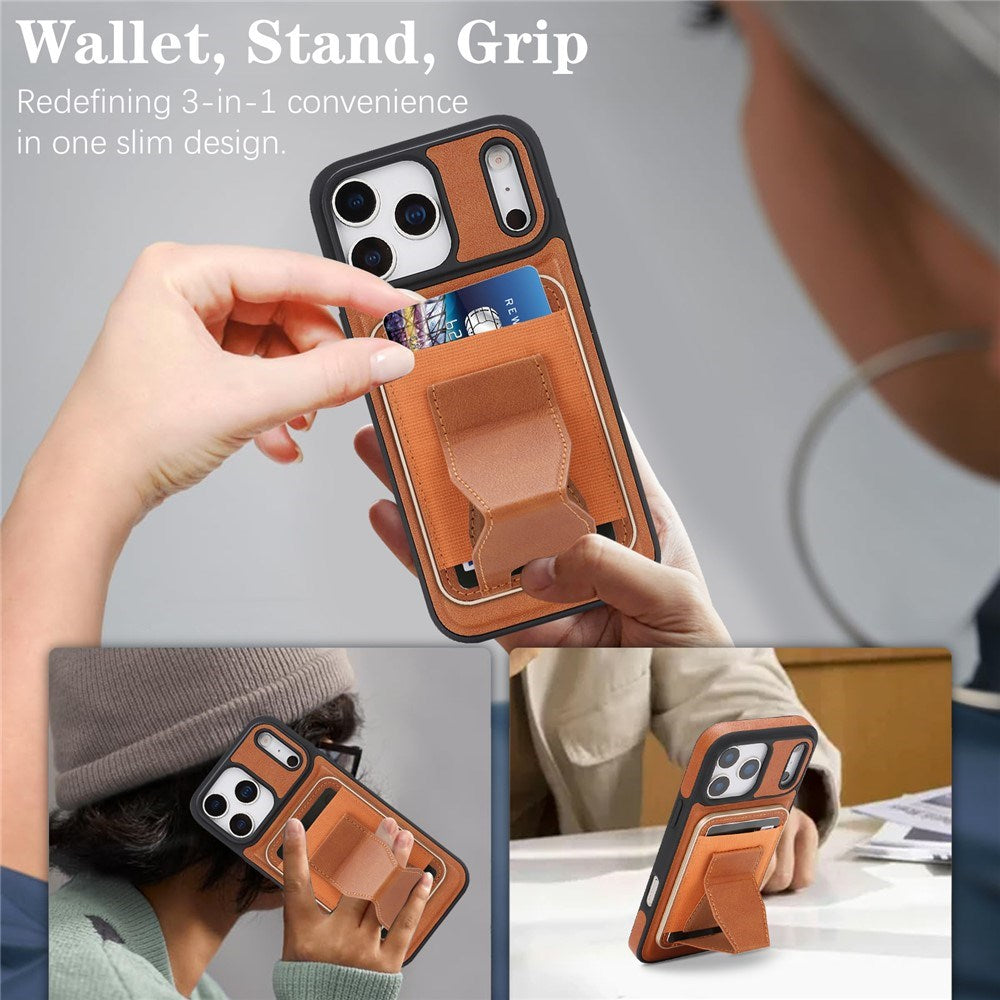iPhone 17 Pro EIDERWOOD Kunstskinn Bak Deksel m. Kortholder & Stativfunksjon - MagSafe Kompatibel - Brun