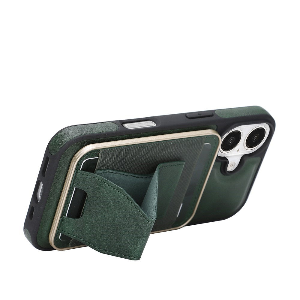 iPhone 17 EIDERWOOD Kunstskinn Bak Deksel m. Kortholder & Stativfunksjon - MagSafe Kompatibel - Grønn