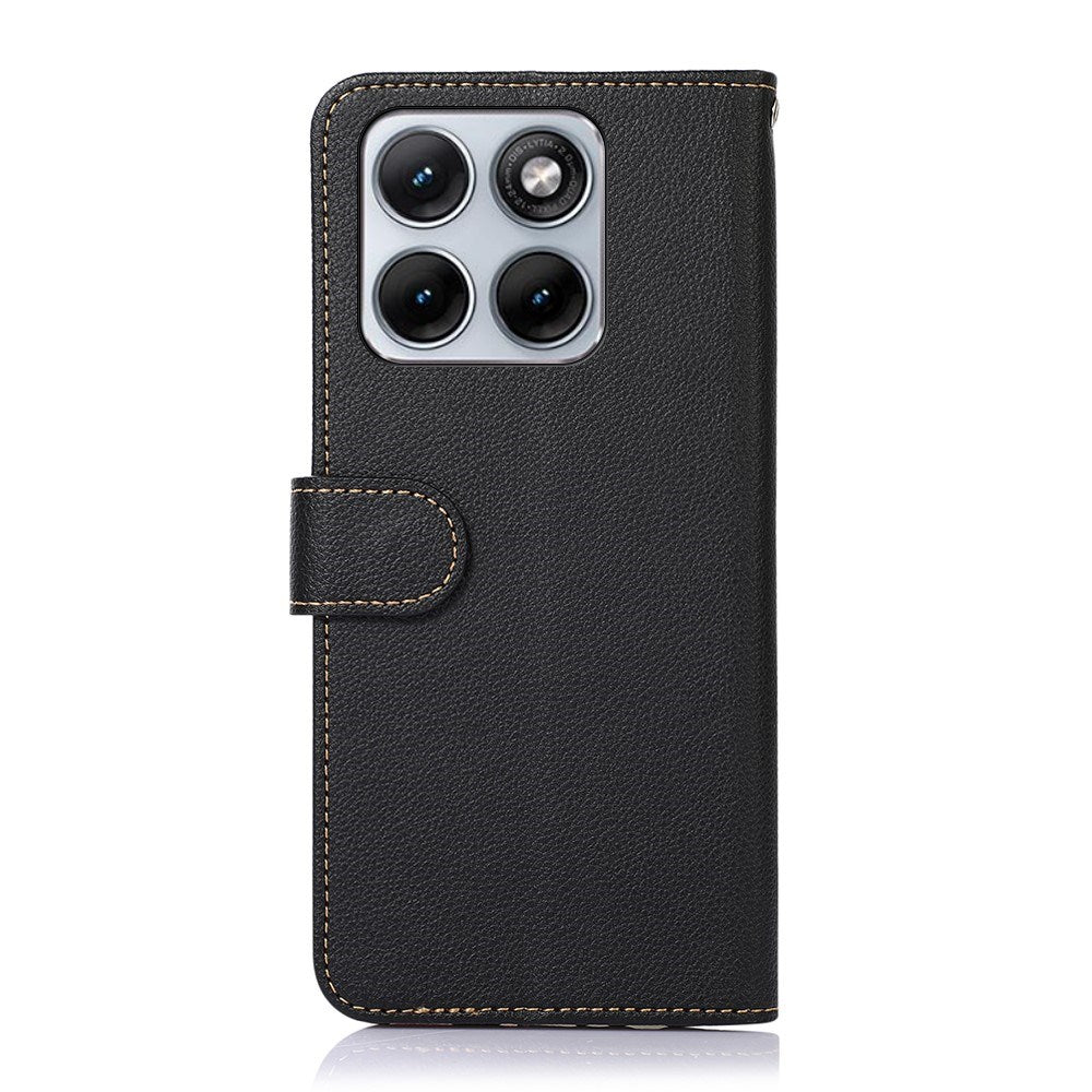 Motorola Edge 70 Fusion EIDERWOOD Kunstskinn Flip Deksel med Stropp – Svart