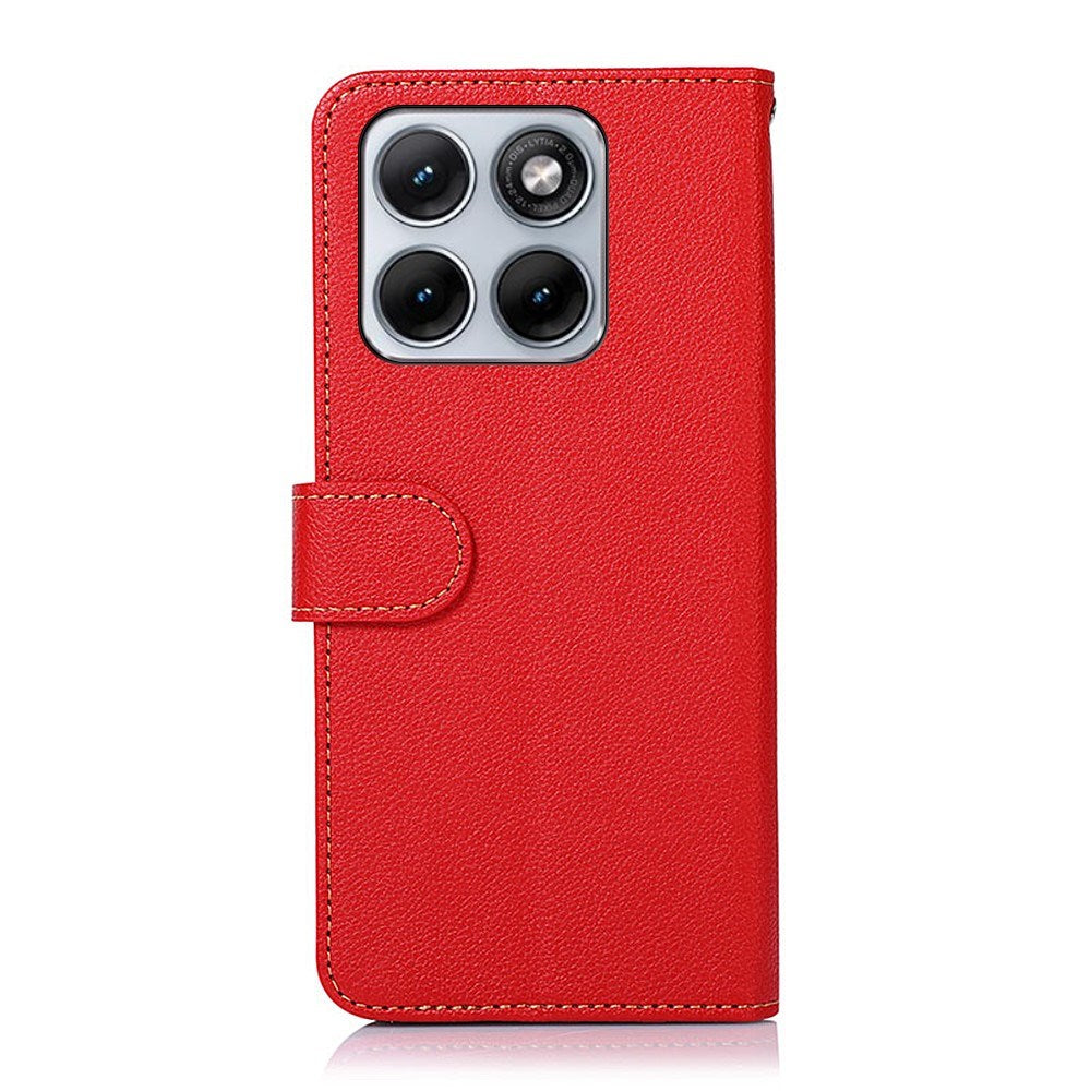Motorola Edge 70 Fusion EIDERWOOD Kunstskinn Flip Deksel med Stropp – Rød