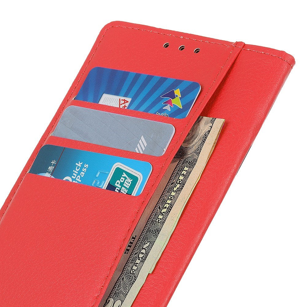 Motorola Edge 70 Fusion EIDERWOOD Kunstskinn Flip Deksel m. Kortholder & Støttefunksjon – Rød