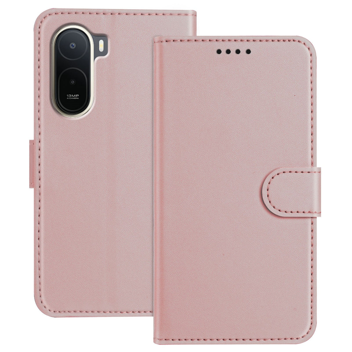 Xiaomi Redmi A7 Pro EIDERWOOD Kunstskinn Flip Deksel m. Kortlomme & Stativfunksjon - Rose Gold