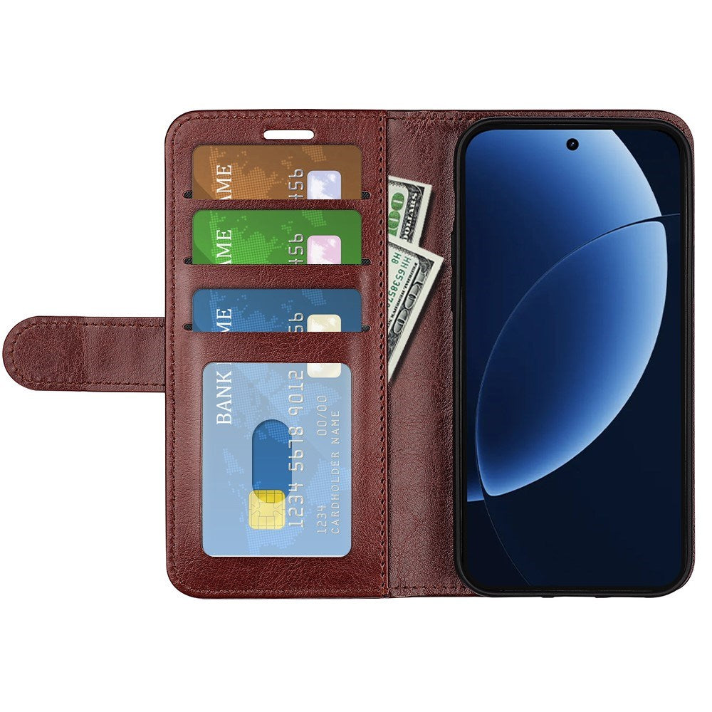 Realme GT 8 Pro EIDERWOOD Kunstskinn Flip Deksel m. Kortlomme & Stativfunksjon - Brun