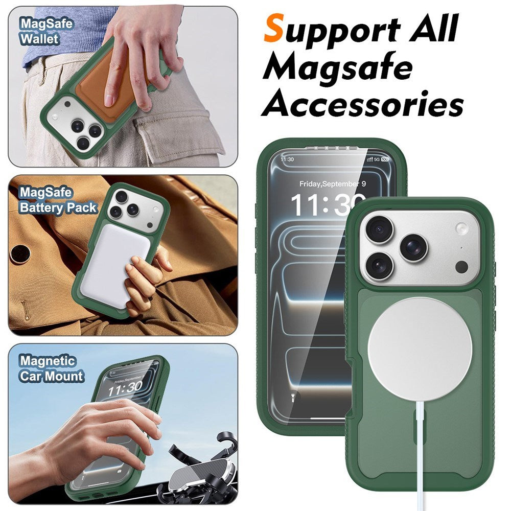 iPhone 18 Pro / 17 Pro EIDERWOOD 2-i-1 Matt Hybrid Plast Deksel m. Skjermbeskyttelsesfilm - MagSafe Kompatibel - Grønn