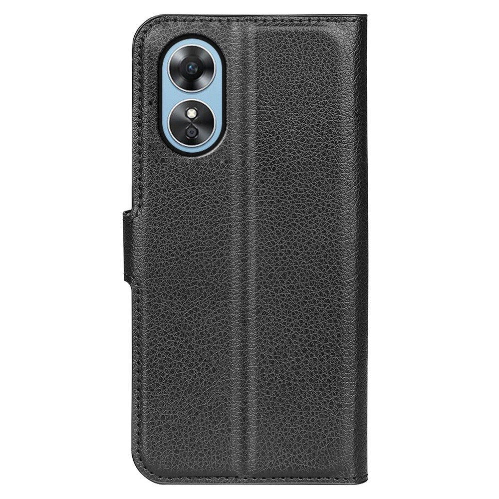 OPPO A17 EIDERWOOD Kunstskinn Flip Deksel m. Kortholder & Stativfunksjon - Svart