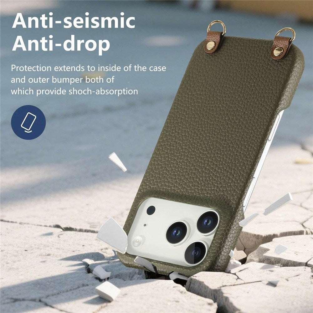 iPhone 17 Pro EIDERWOOD Kunstskinn Bakside Deksel m. Stropp - Grønn