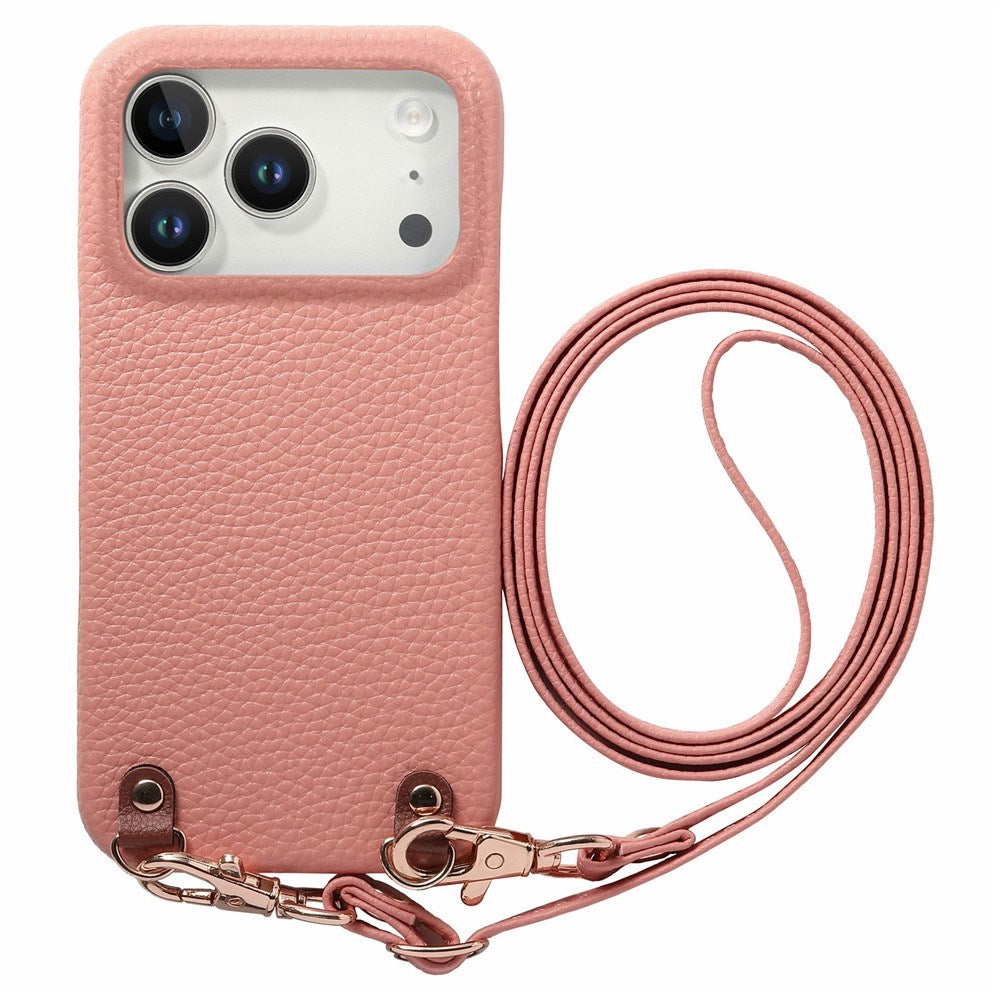 iPhone 17 Pro Max EIDERWOOD Kunstskinn Bakside Deksel m. Stropp - Rosa