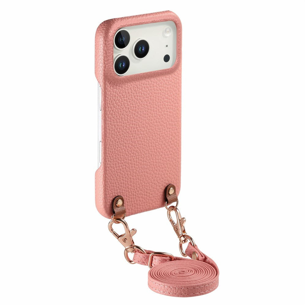 iPhone 17 Pro Max EIDERWOOD Kunstskinn Bakside Deksel m. Stropp - Rosa