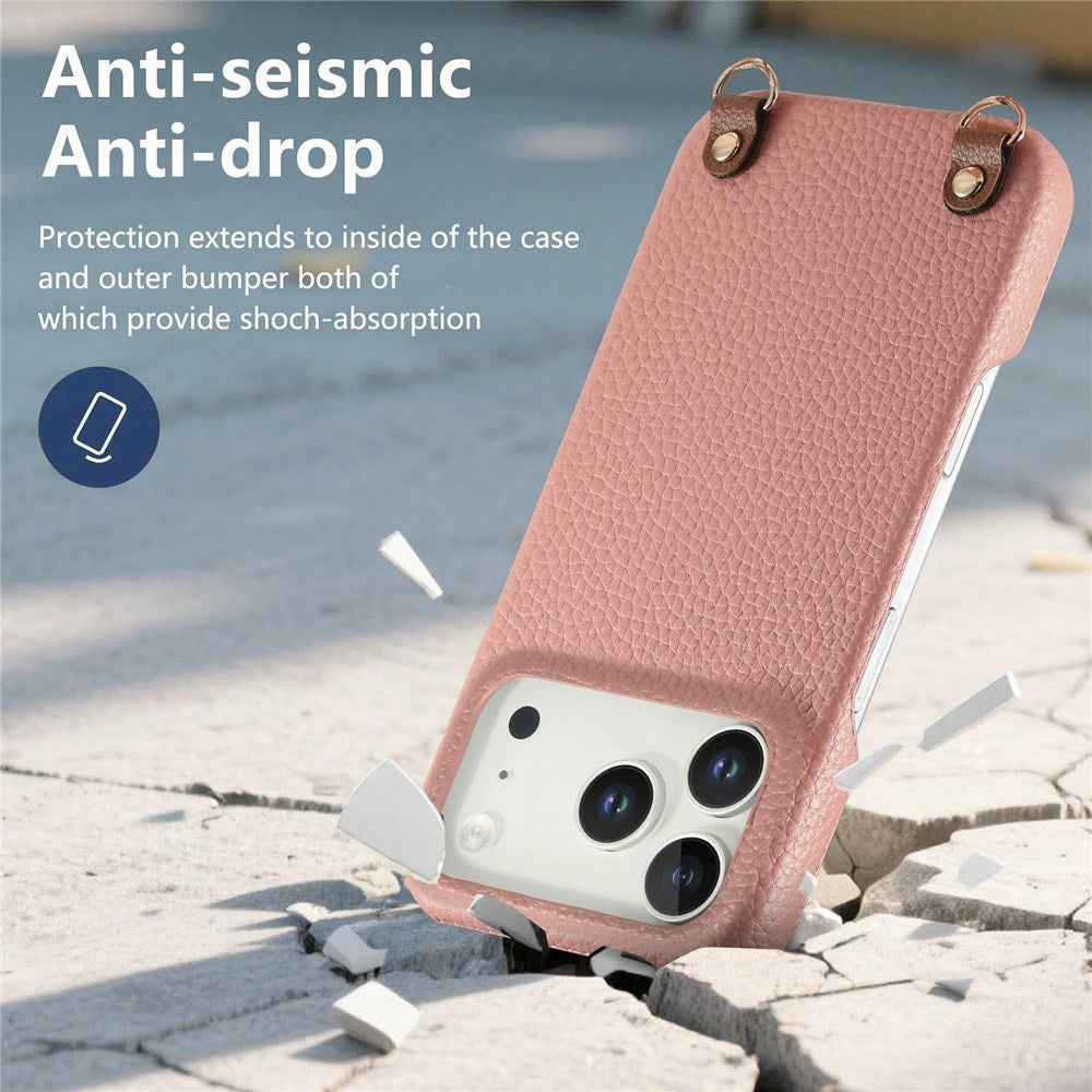 iPhone 17 Pro Max EIDERWOOD Kunstskinn Bakside Deksel m. Stropp - Rosa