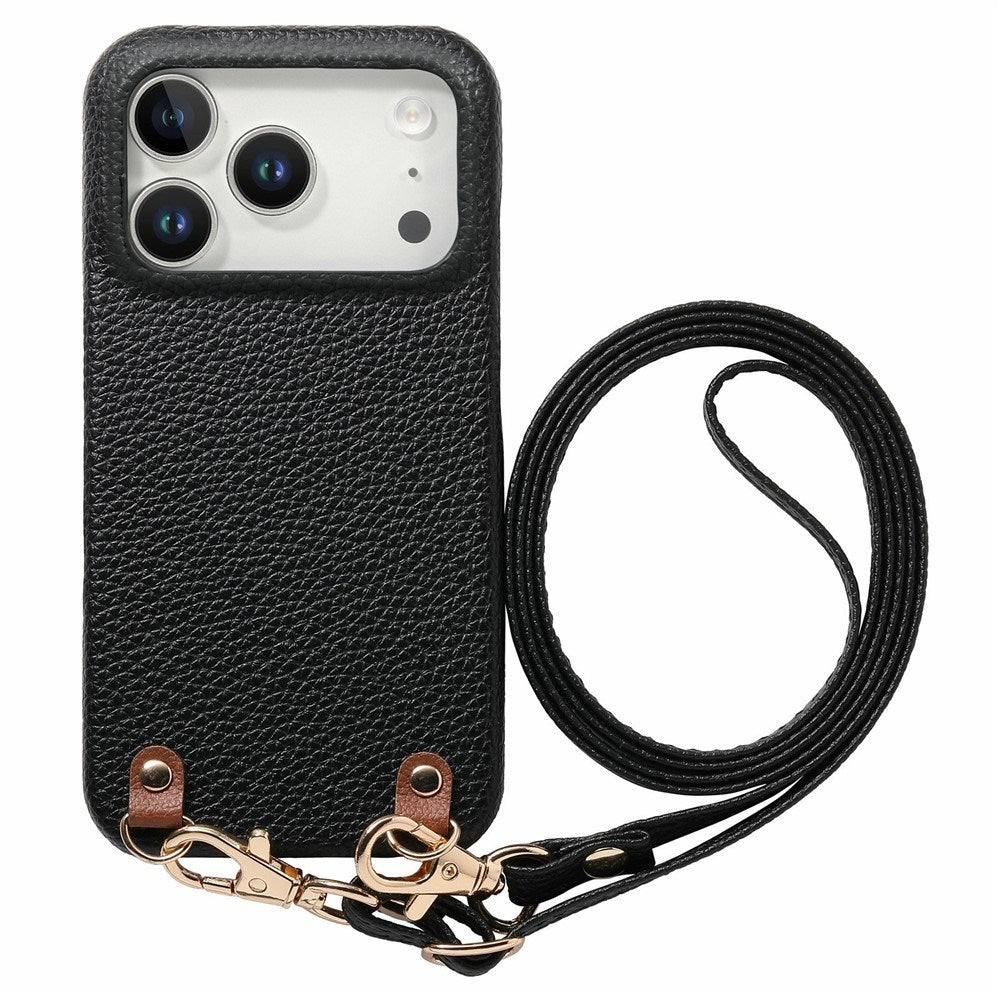 iPhone 17 Pro Max EIDERWOOD Kunstskinn Bakside Deksel m. Stropp - Svart
