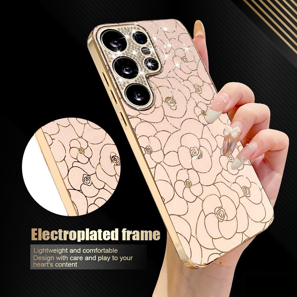 Samsung Galaxy S26 Ultra EIDERWOOD Hybrid Plast Deksel m. Blomster & Diamant Kamera - Rosa
