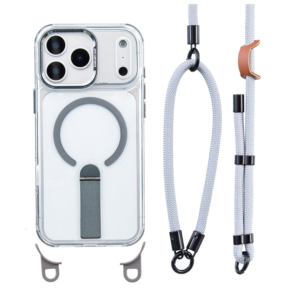 iPhone 17 Pro EIDERWOOD Deksel med Stativfunksjon & Skulder- / Håndleddsstropp - MagSafe Kompatibel - Grå