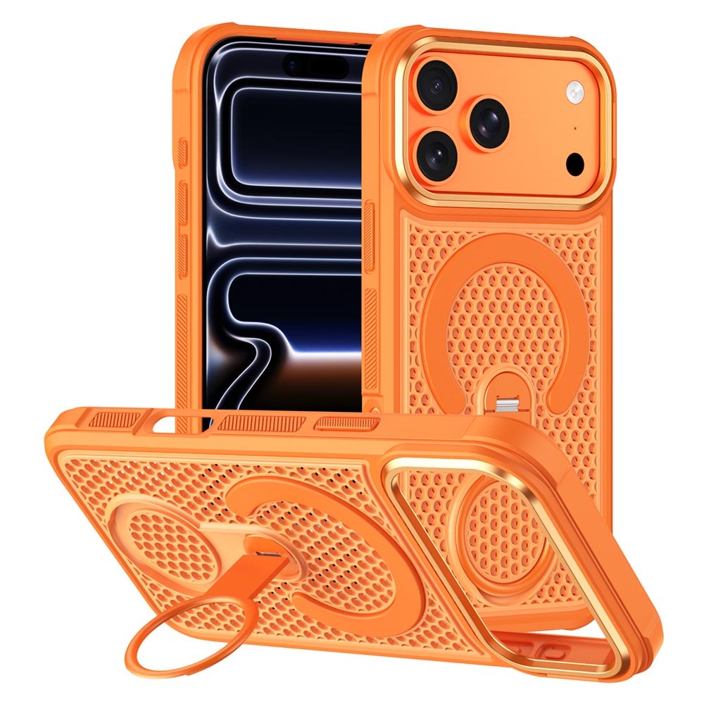 iPhone 17 Pro Max EIDERWOOD Hybriddeksel med Varmeavledning & 360° Roterende Støtte – MagSafe Kompatibel – Oransje