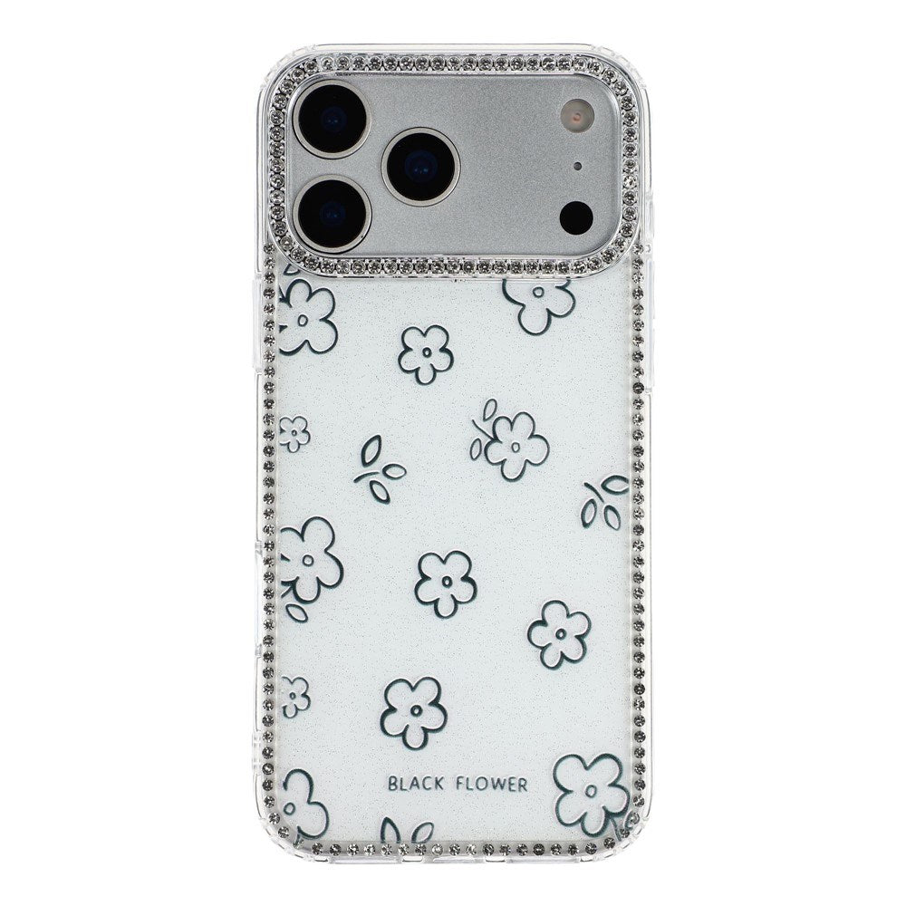 iPhone 17 Pro Max EIDERWOOD Hybrid Deksel med Strass & Blomsterdesign - Hvit / Blomster