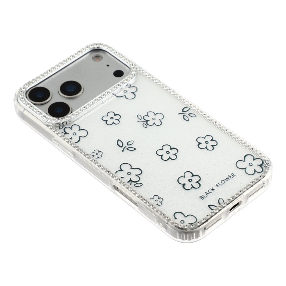 iPhone 17 Pro Max EIDERWOOD Hybrid Deksel med Strass & Blomsterdesign - Hvit / Blomster