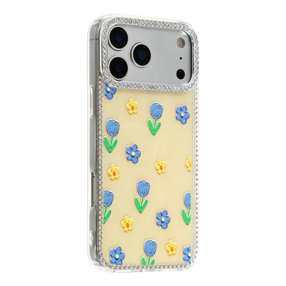 iPhone 17 Pro Max EIDERWOOD Hybrid Deksel med Strass & Blomsterdesign - Gul / Tulipaner
