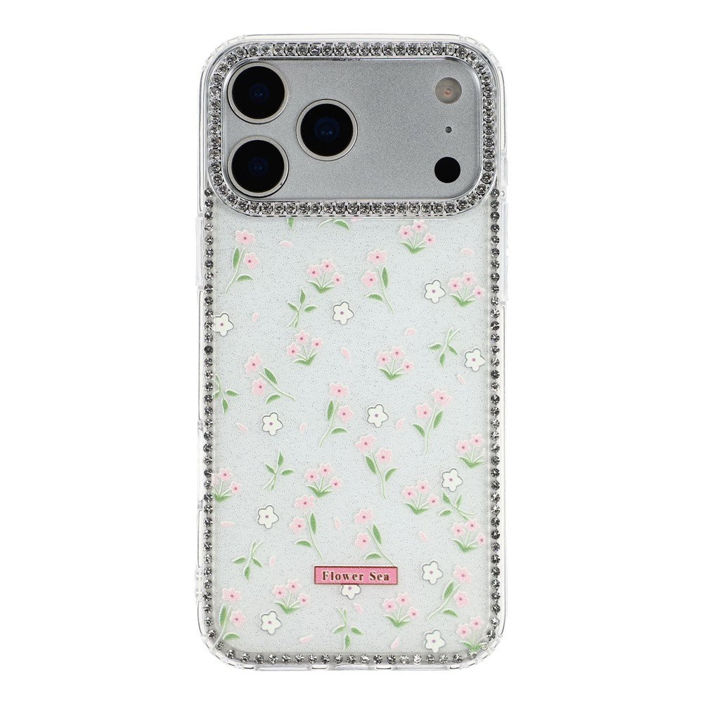 iPhone 17 Pro Max EIDERWOOD Hybrid Deksel med Strass & Blomsterdesign - Hvit / Vårblomster