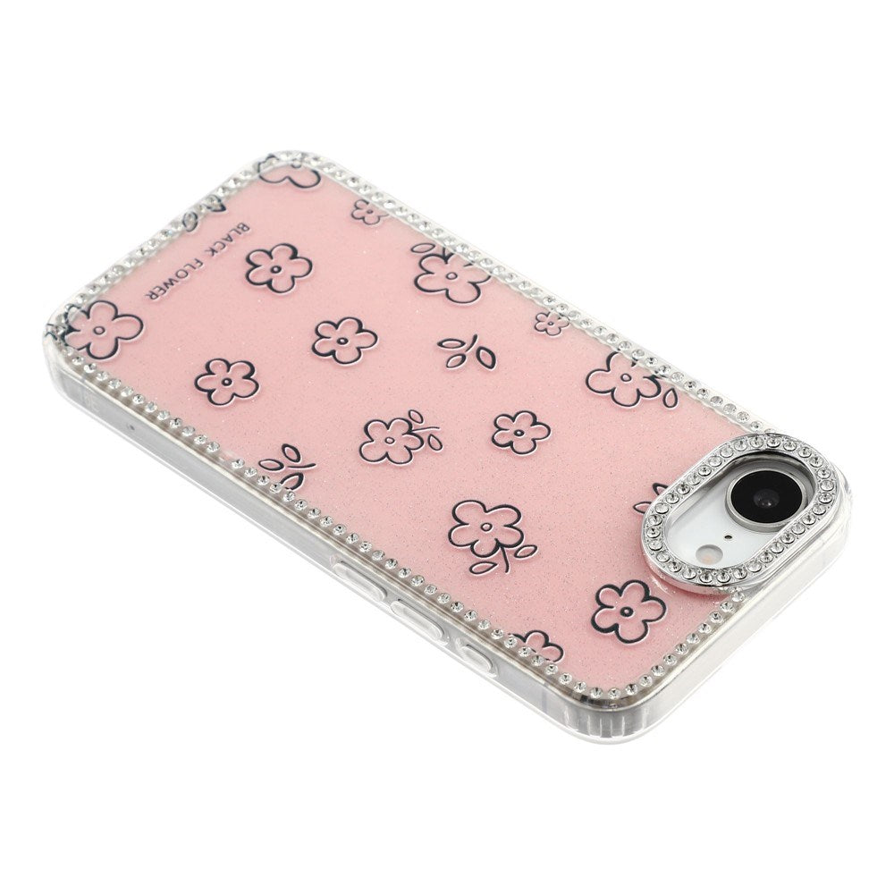 iPhone 17e / 16e EIDERWOOD Hybrid Deksel med Strass & Blomsterdesign - Rosa / Blomster