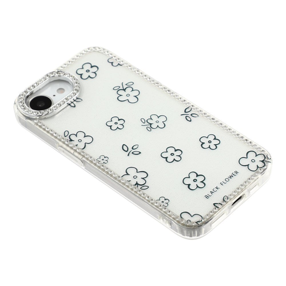 iPhone 17e / 16e EIDERWOOD Hybrid Deksel med Strass & Blomsterdesign - Hvit / Blomster