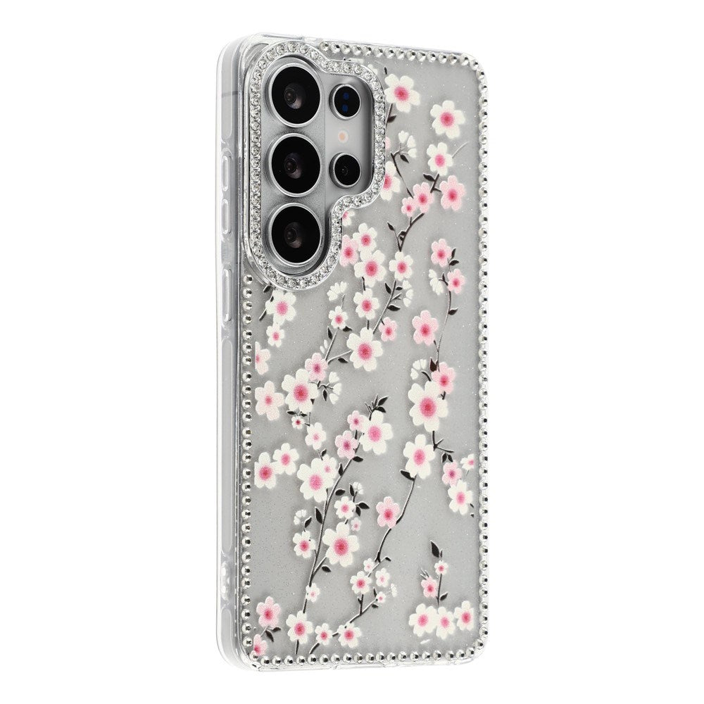 Samsung Galaxy S26 Ultra EIDERWOOD Hybrid Deksel med Strass & Blomsterdesign - Gjennomsiktig / Kirsebærblomster