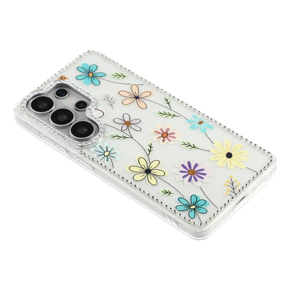 Samsung Galaxy S26 Ultra EIDERWOOD Hybrid Deksel med Strass & Blomsterdesign - Hvit / Flerfargede Blomster