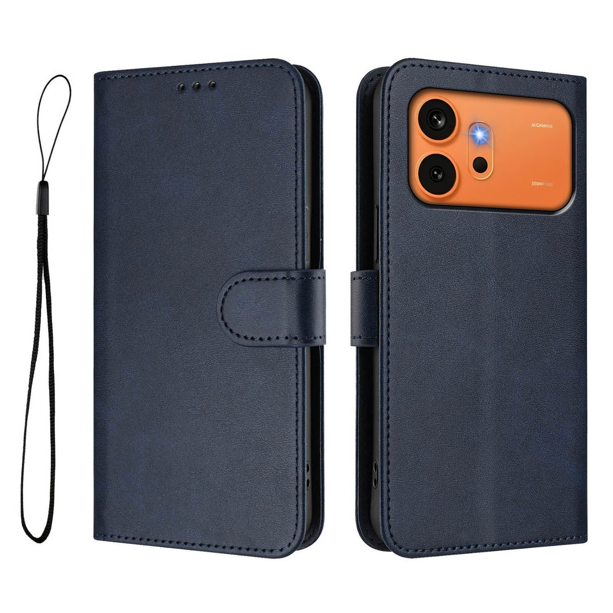 Honor 600 / 600 Pro EIDERWOOD Kunstskinn Flip Deksel m. Stropp - Blå