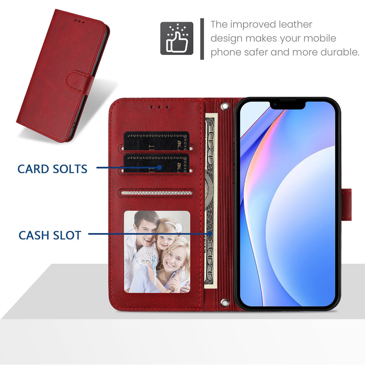 Honor 600 / 600 Pro EIDERWOOD Kunstskinn Flip Deksel m. Stropp - Rød
