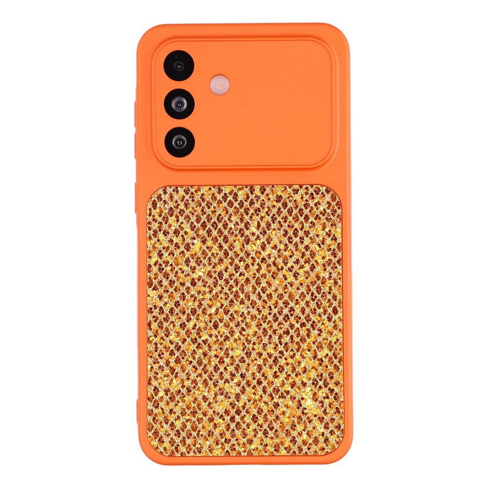 Samsung Galaxy A17 (5G) EIDERWOOD Fleksibelt Plast Deksel m. Glitter - Oransje