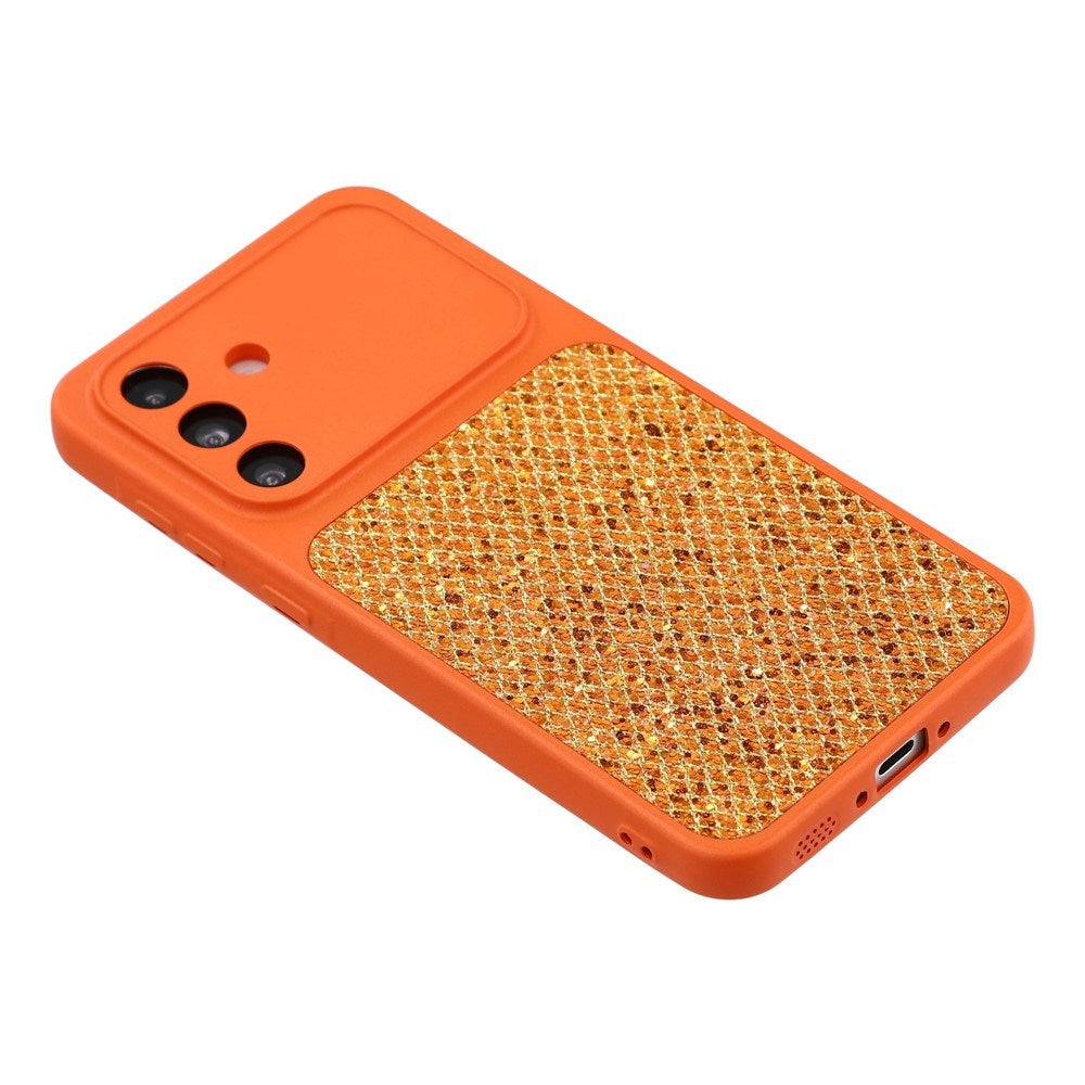 Samsung Galaxy A17 (5G) EIDERWOOD Fleksibelt Plast Deksel m. Glitter - Oransje
