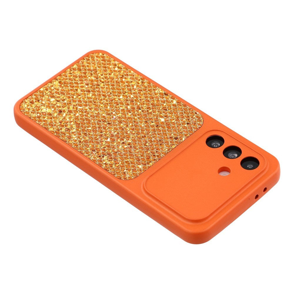 Samsung Galaxy A17 (5G) EIDERWOOD Fleksibelt Plast Deksel m. Glitter - Oransje