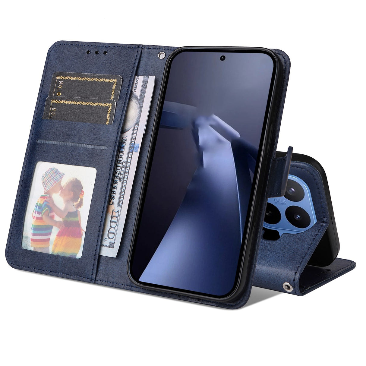 Xiaomi 17T Pro EIDERWOOD Kunstskinn Flip Deksel m. Stropp - Blå