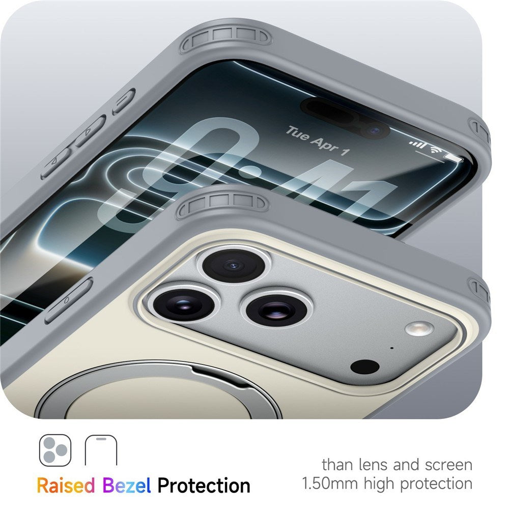 iPhone 18 Pro / 17 Pro EIDERWOOD Hybrid Plast Deksel m. Roterende Kickstand - MagSafe Kompatibel - Hvit