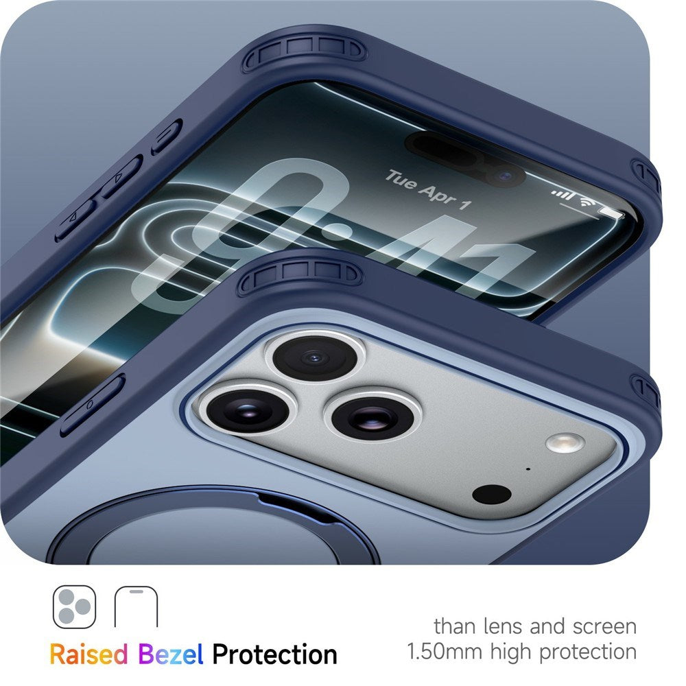 iPhone 18 Pro / 17 Pro EIDERWOOD Hybrid Plast Deksel m. Roterende Kickstand - MagSafe Kompatibel - Blå