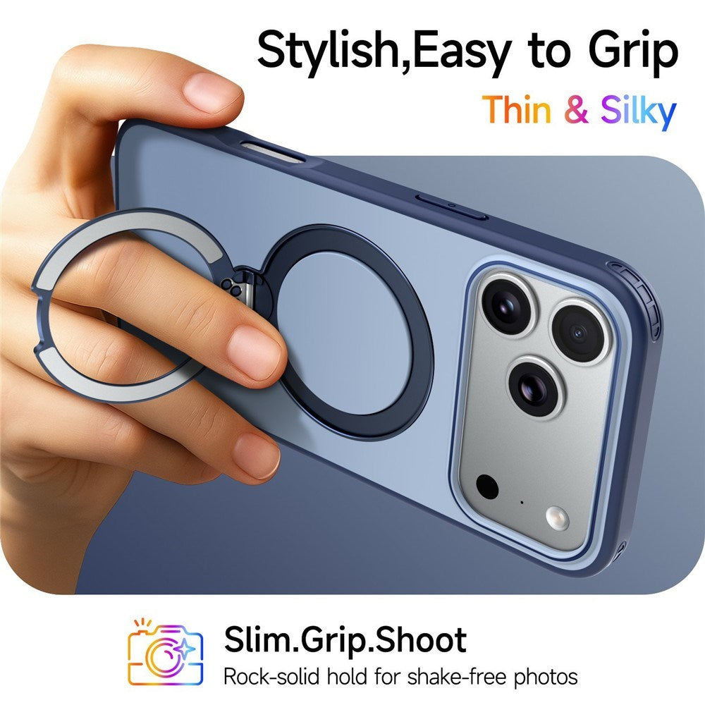 iPhone 18 Pro / 17 Pro EIDERWOOD Hybrid Plast Deksel m. Roterende Kickstand - MagSafe Kompatibel - Blå