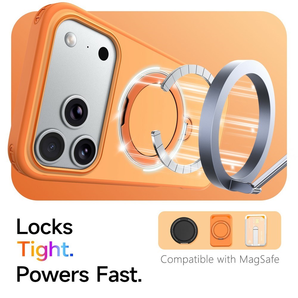 iPhone 18 Pro Max / 17 Pro Max EIDERWOOD Hybrid Plast Deksel m. Roterende Kickstand - MagSafe Kompatibel - Oransje