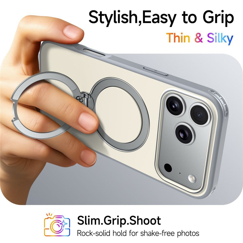 iPhone 18 Pro Max / 17 Pro Max EIDERWOOD Hybrid Plast Deksel m. Roterende Kickstand - MagSafe Kompatibel - Hvit
