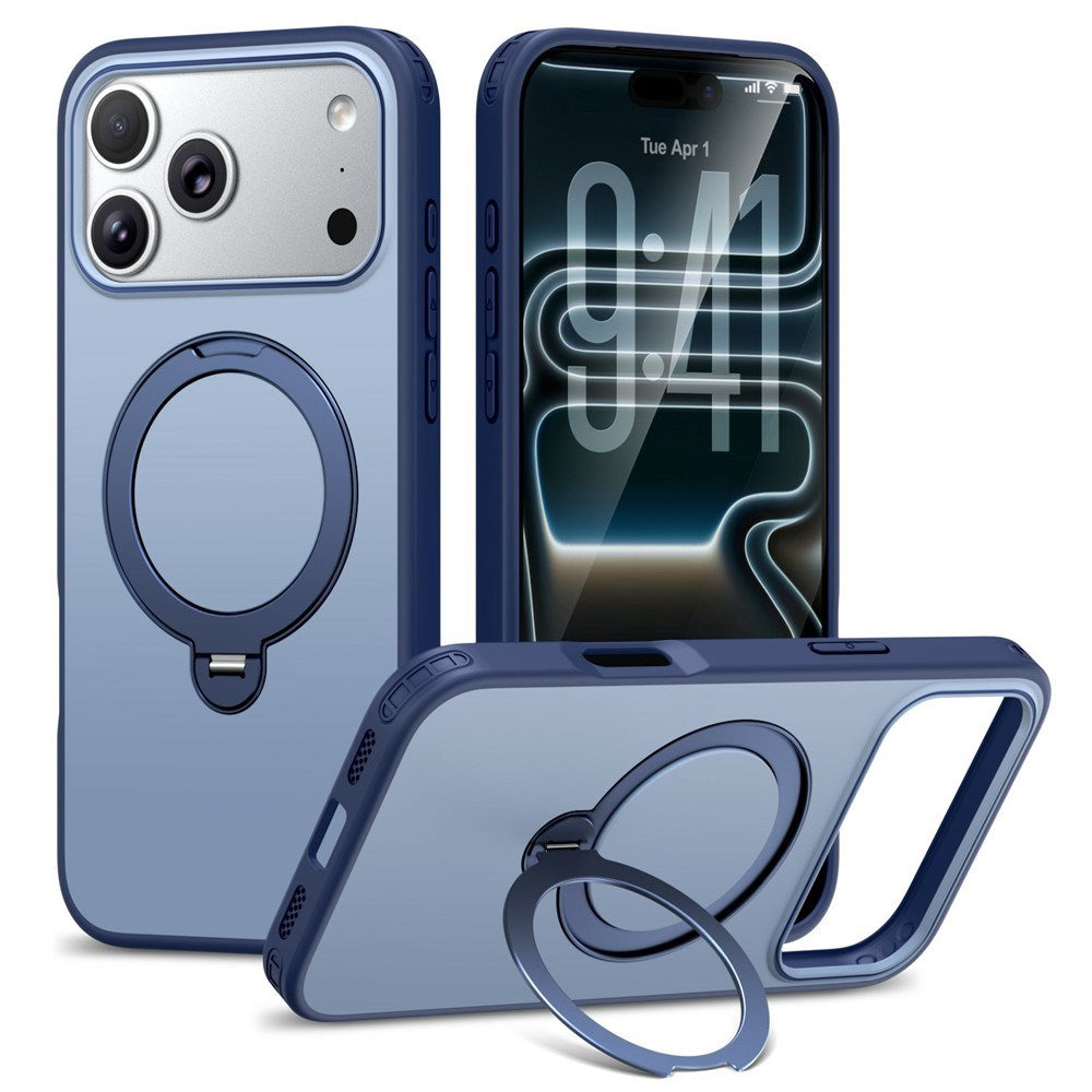 iPhone 18 Pro Max / 17 Pro Max EIDERWOOD Hybrid Plast Deksel m. Roterende Kickstand - MagSafe Kompatibel - Blå