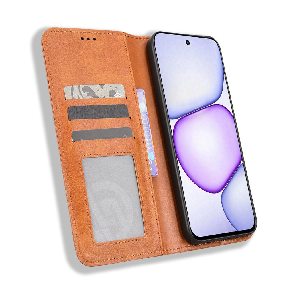 Realme C100 EIDERWOOD Kunstskinn Flip Deksel m. Kortlomme & Stativfunksjon - Brun