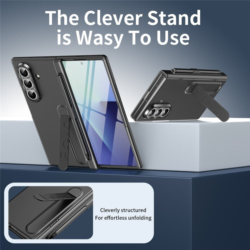 Samsung Galaxy Z Fold8 Hard Plast Deksel m. Skjermbeskytter & Støttefunksjon - Grå