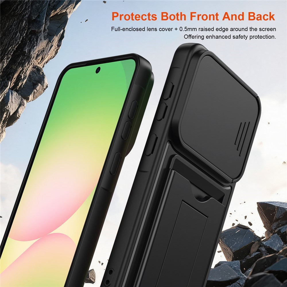 Samsung Galaxy A27 EIDERWOOD Hybrid Håndverker Deksel m. Kortholder & Cam Slider - Svart