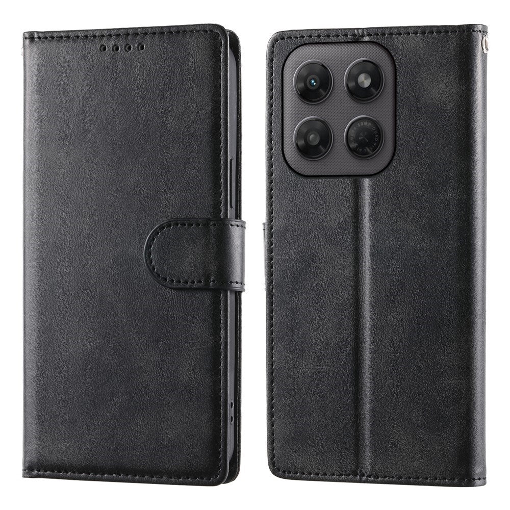 Motorola Moto G47 / G37 EIDERWOOD Flip Deksel i Skinn med Lommebok & Stropp - Svart