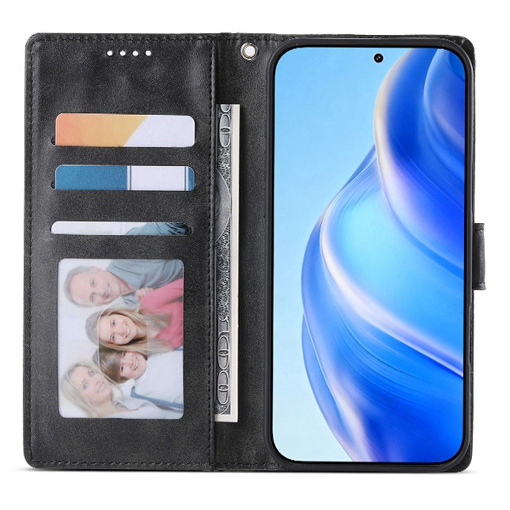 Motorola Moto G47 / G37 EIDERWOOD Flip Deksel i Skinn med Lommebok & Stropp - Svart