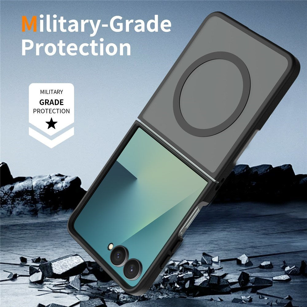 Samsung Galaxy Z Flip8 Matt Fleksibelt Plast Deksel - MagSafe Kompatibel - Svart