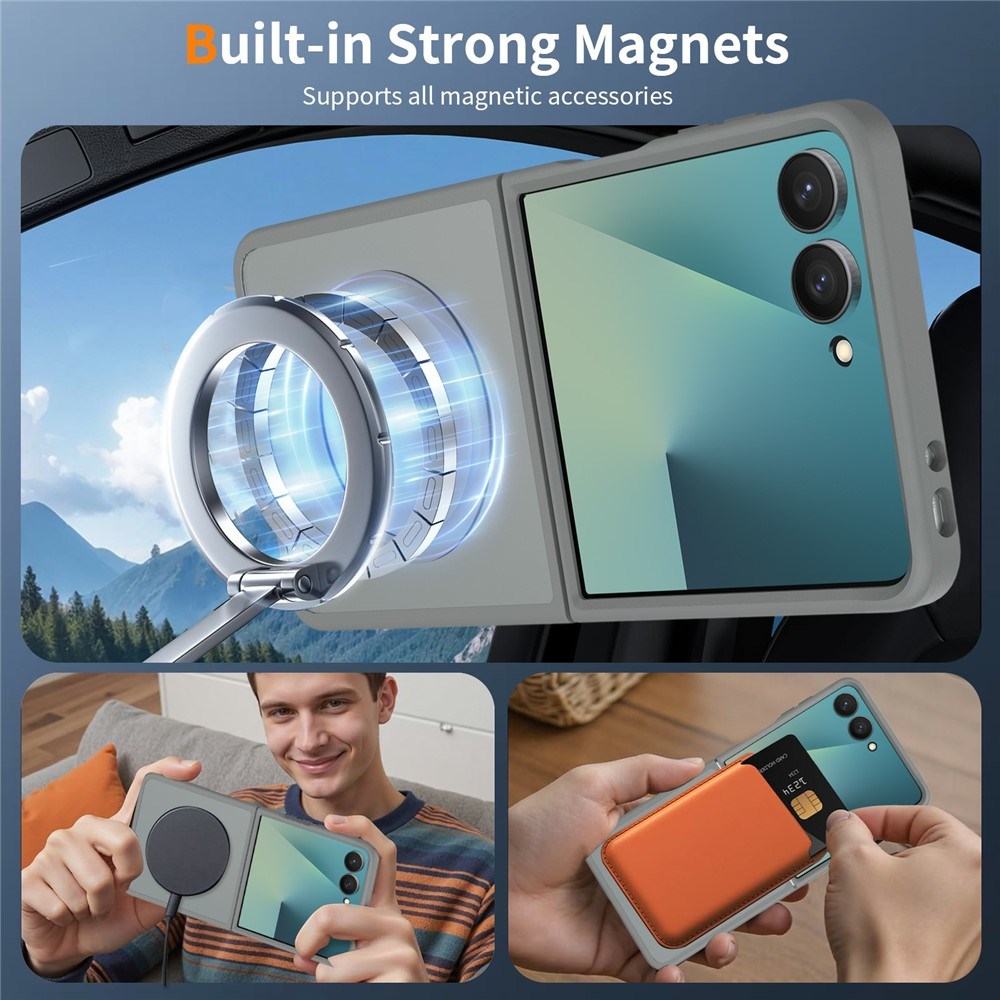 Samsung Galaxy Z Flip8 Matt Fleksibelt Plast Deksel - MagSafe Kompatibel - Grå