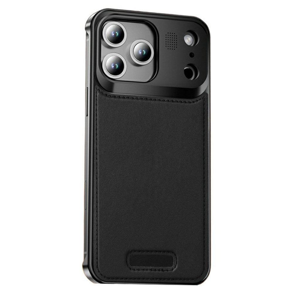 iPhone 17 Pro EIDERWOOD Stilig Metalldeksel med Kunstskinn – Svart