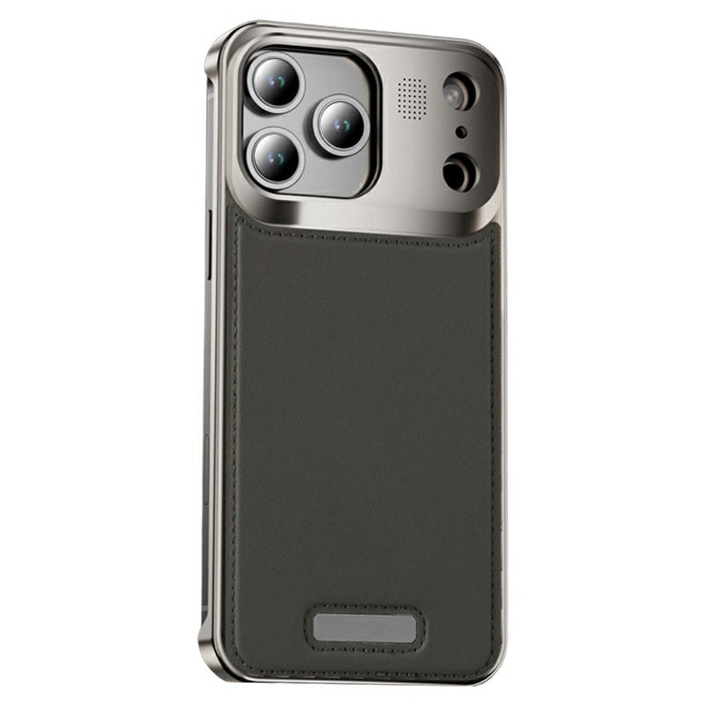 iPhone 17 Pro EIDERWOOD Stilig Metalldeksel med Kunstskinn – Sølv / Grå