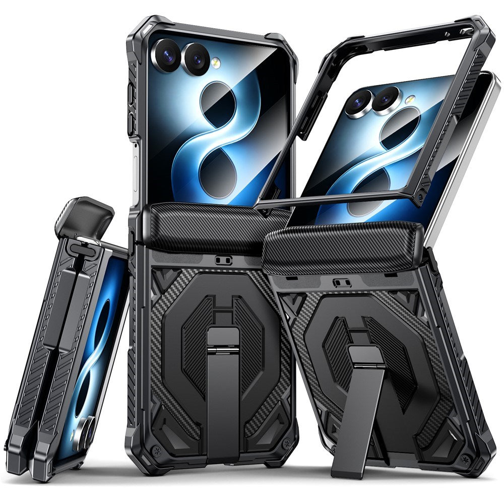 Samsung Galaxy Z Flip8 / Flip7 EIDERWOOD Håndverker Deksel med Indbygget Kickstand - MagSafe Kompatibel - Svart